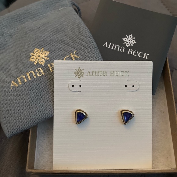 NWT Anna Beck Lapis Gold Earrings - Picture 3 of 8